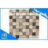 Dark Emperador / Cream Marfil Travertine Mosaic Marble Tile Meshed on 12" X 12" for Flooring