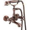 Brass Two Hole Bathroom Faucet / Two Handle Red Antique Copper Mixer Taps