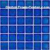 Blue 8mm Square Glass Mosaic Tiles , Washable Glass Bathroom Wall Tile