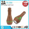 YLCC-228-wooden dual USB car Charger with LED troch