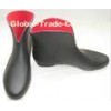 Black Solid color Ankle Rain Boots With Polka Dot 6.3 Inch Shaft