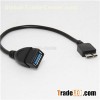 Black USB 3.0 Micro B To USB 3.0 Female OTG Cable