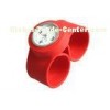 Fashion Red Bracelet White Dial Silicone Slap Wristband Watch for Bussiness Promotion Gift