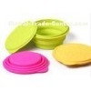 Customized  Green Pink color collapsible silicone mixing bowl with lid for outside