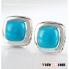 David Yurman Jewelry Sterling Silver 11mm Turquoise Albion Earrings