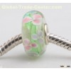 2016 New High Quality Silver Plated DIY Pink Flower Murano Glass Beads Fit Original Bracelet Charms 