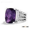 David Yurman Jewelry 16x12mm Wheaton Ring with Amethyst and Diamonds