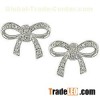 10k white gold diamond accent bow earrings