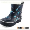 Rubber Rain Boots With Safe Reflective Straps