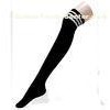 Black Over Knee High Tube Socks With White Stripes For Fashionable Girls School Socks