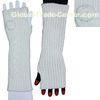 100% Acrylic White Fingerless Gloves Long Knitted Arm Warmer For Girls