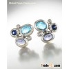 David Yurman Blue Oval Mosaic Button Earrings