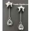 Handmade charming star silver chandelier earrings with drop-shaped crystal zircon