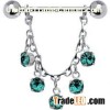 Blue Zircon Jeweled Essence Chain Drop Nipple Ring