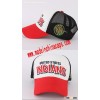 Wholesale RED white fiber black mesh with embroidery side logo trucker hat