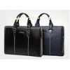 Leather Mens Business Briefcase Satchel Handbag with durable shoulder belt