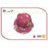 Floristic Print Red Girls Bucket Hats 52cm With Pink Cotton Fabric