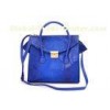 Python Embossed Faux Leather Handbags Trapaze Tote in Blue / Black