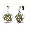 Stylish flower-shaped 925 silver dangle earrings with yellow zircons paved for women