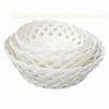 Round Storage Basket in White, Made of Plastic Rattan, Used for Packing and Storage
