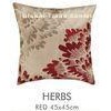 Customized 18 X 18 Decorative Pillow Cover Red Black With Embroidered Herbs