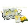 7 pieces 16oz drinking glass caddy with metal stand For parties , resturants