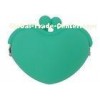 Small Heart Soft Silicone Coin Pouch Wallet For Girls , Green / Pink Novel Pocket