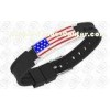 Ionized Silicone Stainless Steel Bracelets With National Flag Pattern