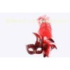 Custom Womens Red Feather Masquerade Mask For Costume Party