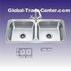 Polished 2 Bowl Stainless Steel Kitchen Sinks , Custom Design 440 X 400mm