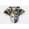 Blue Glitter Venetian Jester Mask Hand Made For Mens Mardi Gras Party