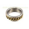 Unusual Two Tone Male Stainless Steel Rings Craved Groove With Chain Inside