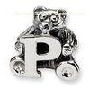 925 Sterling Silver Bead Charm Bear With Alphabet  For Bracelet Necklace