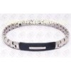 Fashion Stainless Steel Bracelets With Black Rubber Unisex , Silver and Black Bracelet