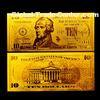 Pvc frame 10 USD 24k gold dollar bill with Double logo custom bank note