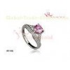 Unisex Prong Setting Diamond Cut Pink Zircon Silver CZ Wedding Rings In Wax Setting