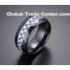 Unisex Healthy black Ceramic Silver Ring CSR0439 With Blue Cubic Zircon