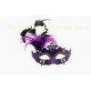 Half Face Masquerade Masks With Gorgeous Purple And Black Feather