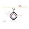 Black White Double Square Tiger Prong Silver CZ Pendants With Long Silver Necklace Chain