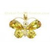 Yellow Zircon Sterling Silver Butterfly Pendant , Handmade 925 Sterling Silver Jewelry