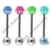 Colorful Beautiful Ferido Ball 316l Fancy Jeweled Tongue Piercing Jewelry , CZ Stone