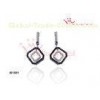 Refined Wholesale Square Shaped English Lock Silver CZ  Micro Pave Wax Earrings