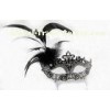 Hand Painted Glitter Masquerade Venetian Masks 8" With Black Feather