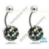 Banana Navel Cz Stone Crystal Surgical Steel Disco Ferido Ball / Belly Piercing Jewelry