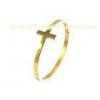 Personalized Gold Stainless Steel Cuff Bracelet Engraved Cut Out Cross Hinged