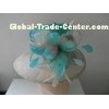 Fashionable White Casual Ladies' Sinamay Hats With Green Coque Feathers