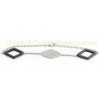 Rhomboid Black Ceramic Silver Bracelet For Gift , Womens Silver Bracelets CSB0544