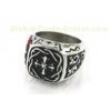 Unique Engraved Stainless Steel Masonic Rings With Magic Cross In Craved Lines