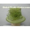 Breathable Green Sinamay Ladies Hat With Adjustable Sweatband , Coque Feathers Bow