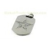 Long Oval Tag Stainless Steel Pendants Craved Pentagram Star With Clear Crystals